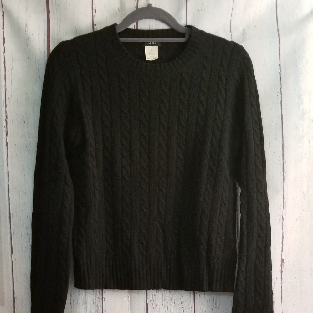 J.Crew Y2K Wool/cashmere BLACK cable knit sweater